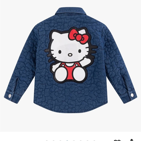 Hello Kitty Blue Quilted Jacket Snap Front Size 5/6 - Picture 2 of 8